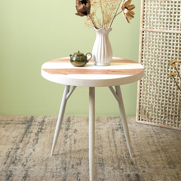 Contemporary Nordic MDF Round Top Iron Legs End Table For Living Room - Image 2