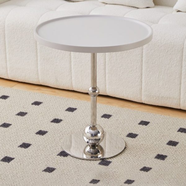 Contemporary Nordic Glass Round Top Stainless Steel End Table For Living Room - Image 7