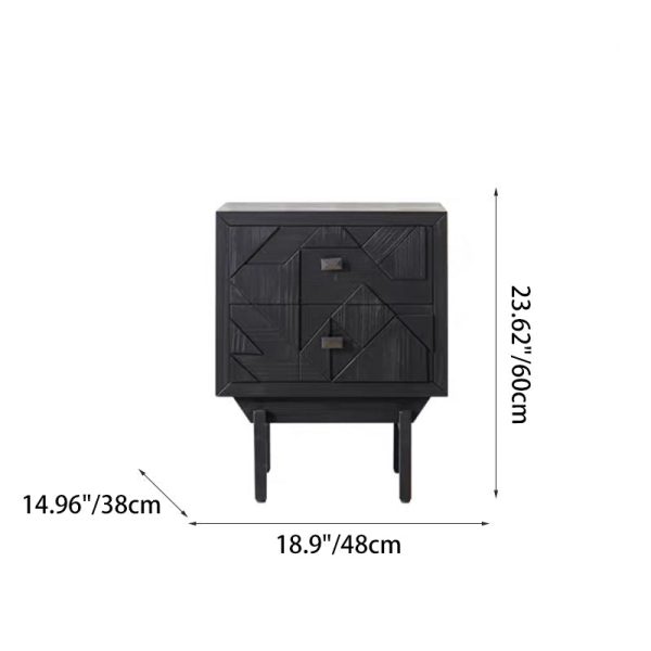 Traditional French Solid Wood Cube Nightstand 2-Drawer For Bedroom - Image 4