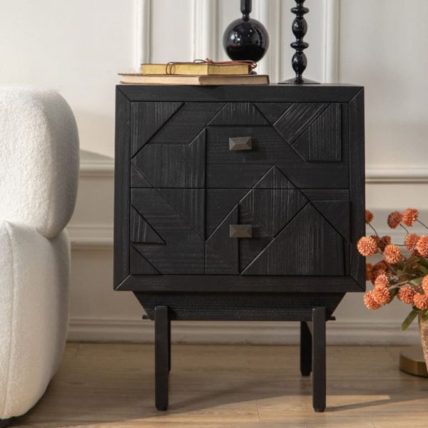 Traditional French Solid Wood Cube Nightstand 2-Drawer For Bedroom - Image 11