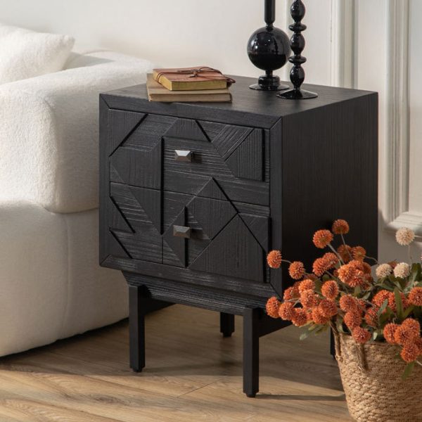 Traditional French Solid Wood Cube Nightstand 2-Drawer For Bedroom - Image 2