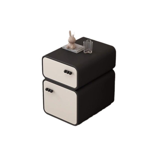 Contemporary Scandinavian Rectangular Solid Wood Microfiber Leather Veneered Nightstand 2-Drawer For Bedroom - Image 20