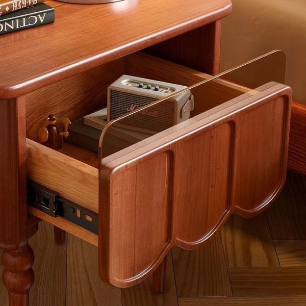 Traditional French Rectangular Solid Wood Top Nightstand Storage Drawer For Bedroom - Image 8