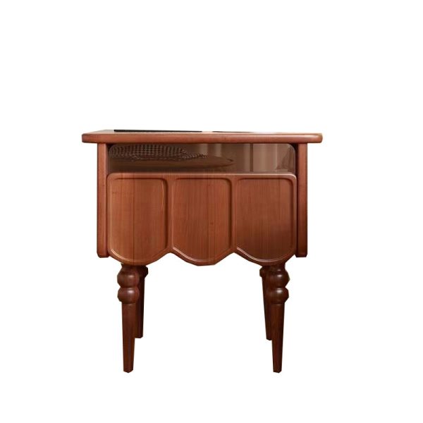 Traditional French Rectangular Solid Wood Top Nightstand Storage Drawer For Bedroom - Image 15