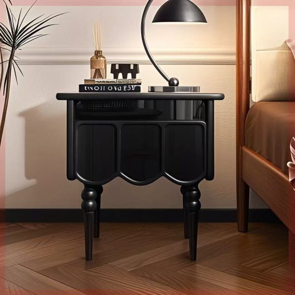 Traditional French Rectangular Solid Wood Top Nightstand Storage Drawer For Bedroom - Image 2