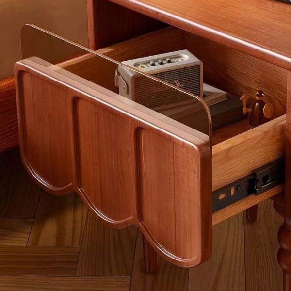 Traditional French Rectangular Solid Wood Top Nightstand Storage Drawer For Bedroom - Image 5