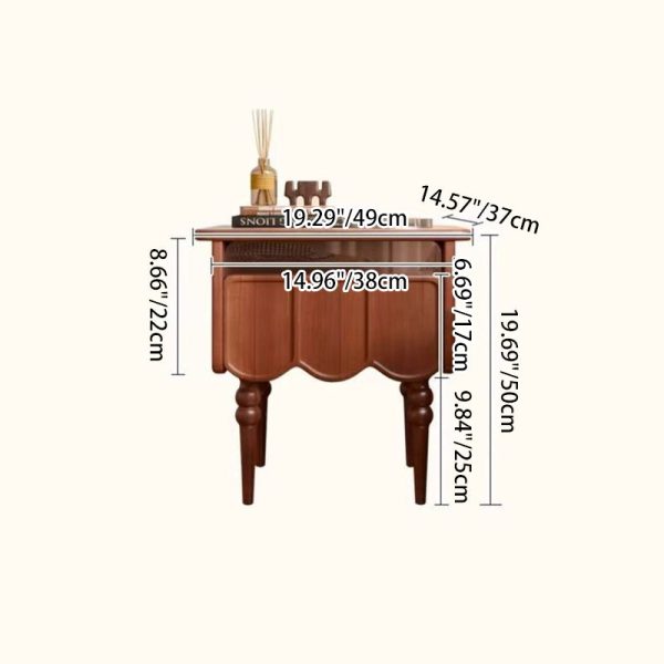 Traditional French Rectangular Solid Wood Top Nightstand Storage Drawer For Bedroom - Image 4