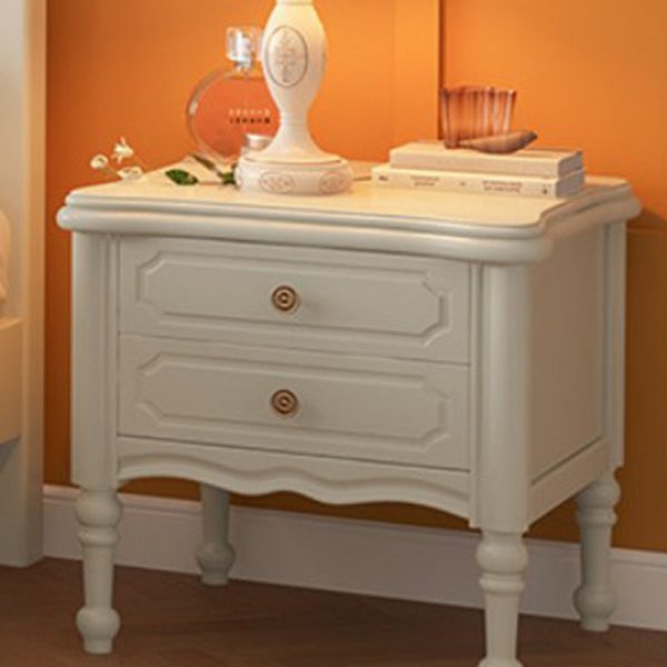 Traditional European Rectangular Solid Wood Nightstand 2-Drawer For Bedroom - Image 12