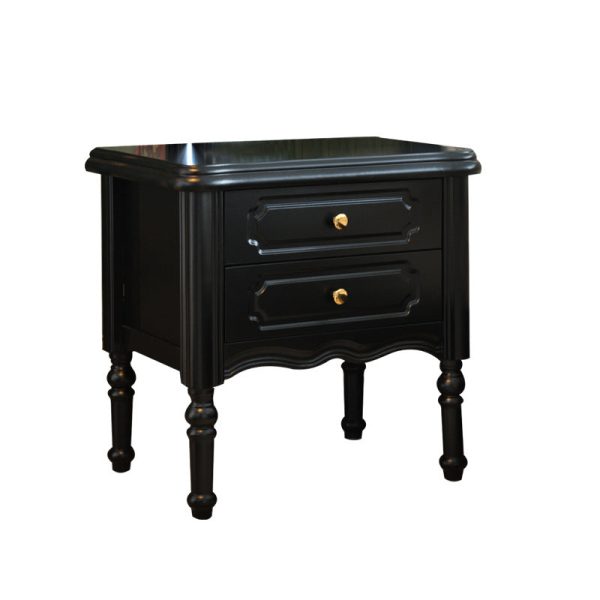 Traditional European Rectangular Solid Wood Nightstand 2-Drawer For Bedroom - Image 18