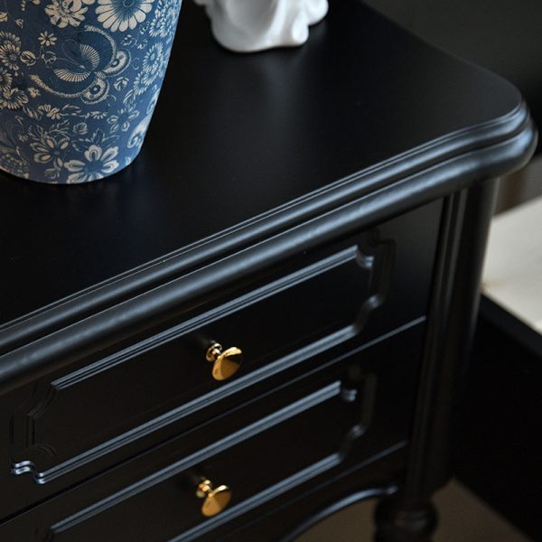 Traditional European Rectangular Solid Wood Nightstand 2-Drawer For Bedroom - Image 5