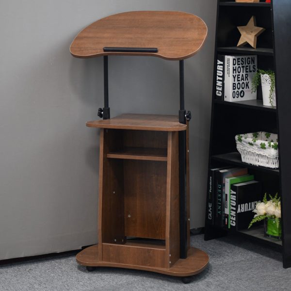 Modern Minimalist Curved Solid Wood Height Adjustable Computer Desk Mobile Standing Desk 2-Tier Storage Shelves For Home Office - Image 22