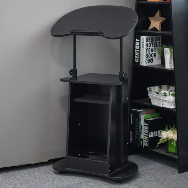 Modern Minimalist Curved Solid Wood Height Adjustable Computer Desk Mobile Standing Desk 2-Tier Storage Shelves For Home Office - Image 23