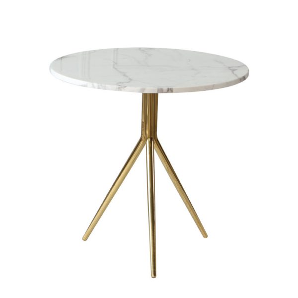 Contemporary Luxury Marble Round Top Metal Base End Table For Living Room - Image 18
