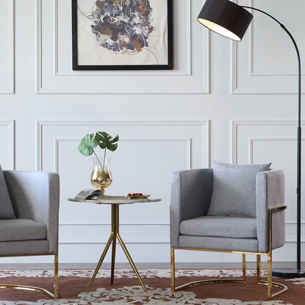 Contemporary Luxury Marble Round Top Metal Base End Table For Living Room - Image 13