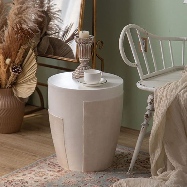 Contemporary Simplicity Geometric Cylinder Magnesium Oxide End Table For Living Room - Image 2