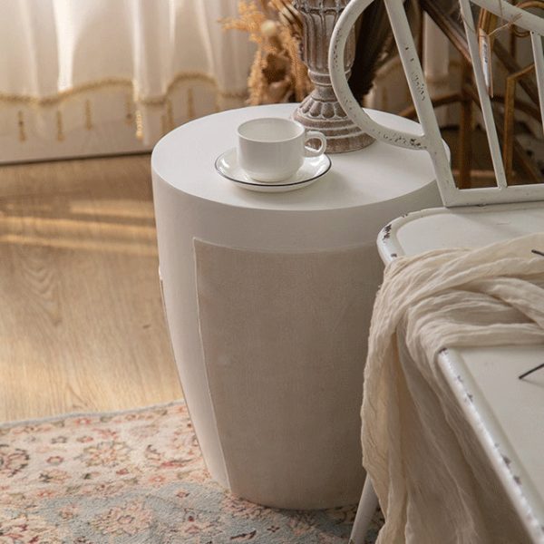 Contemporary Simplicity Geometric Cylinder Magnesium Oxide End Table For Living Room - Image 7