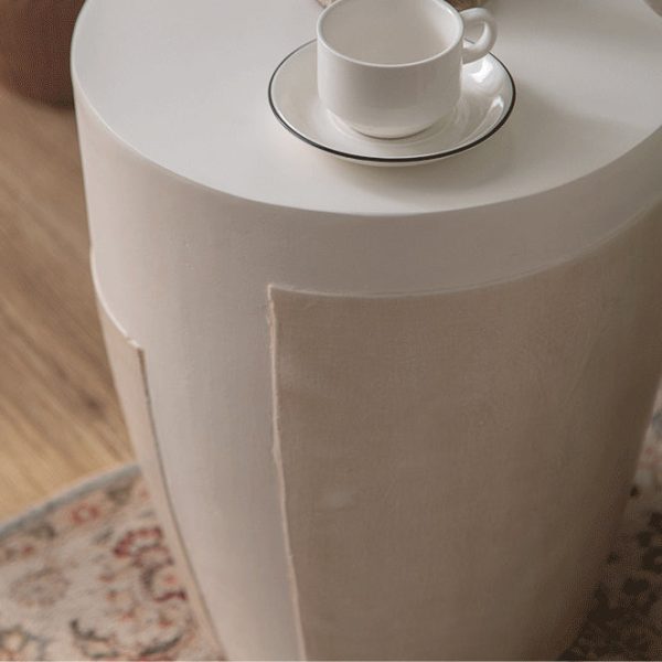 Contemporary Simplicity Geometric Cylinder Magnesium Oxide End Table For Living Room - Image 4