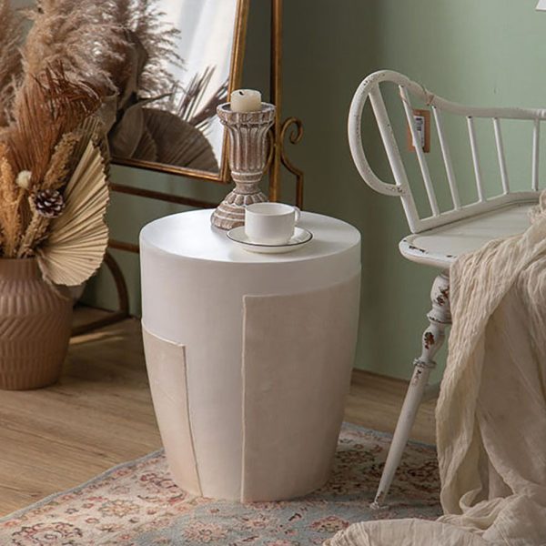 Contemporary Simplicity Geometric Cylinder Magnesium Oxide End Table For Living Room - Image 9