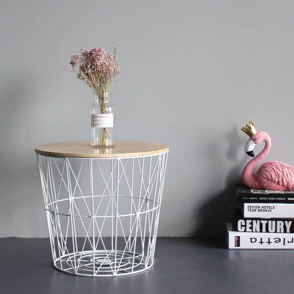 Contemporary Scandinavian Solid Wood Round Top Iron Frame Coffee Table For Living Room - Image 11
