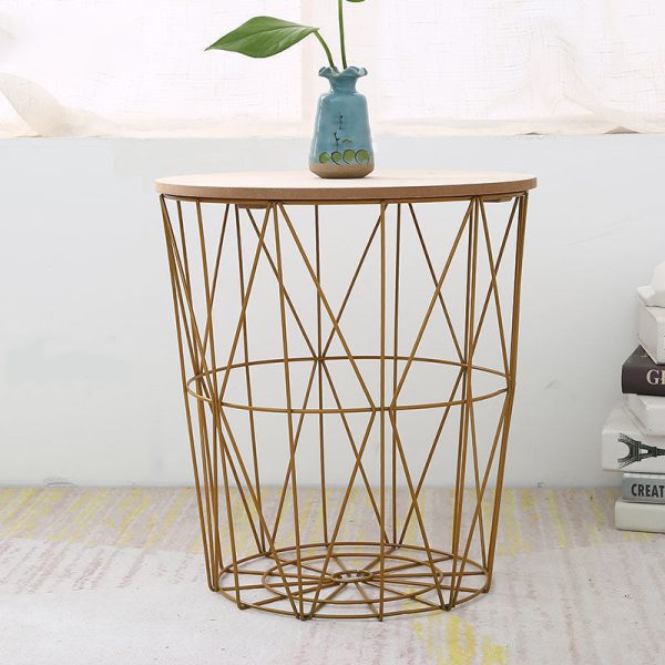 Contemporary Scandinavian Solid Wood Round Top Iron Frame Coffee Table For Living Room - Image 13