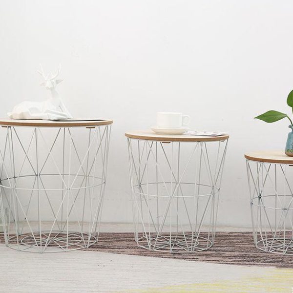 Contemporary Scandinavian Solid Wood Round Top Iron Frame Coffee Table For Living Room - Image 17