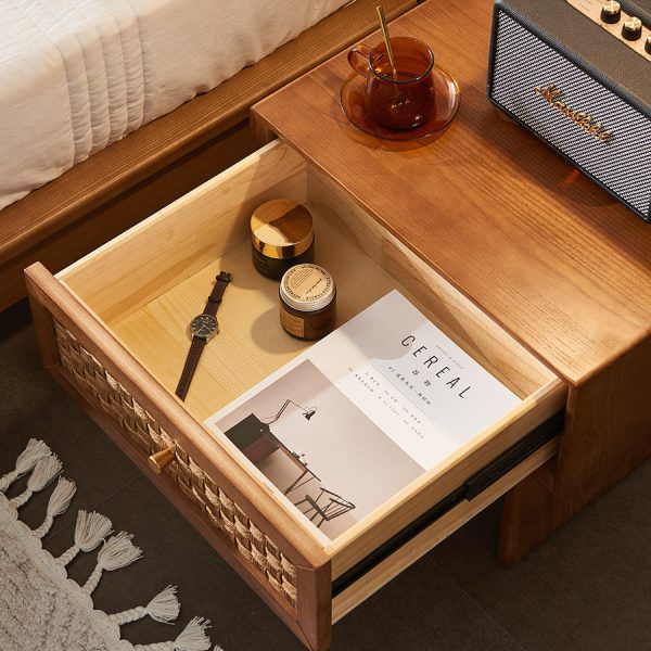 Traditional Vintage Rectangular Solid Wood Nightstand 1-Drawer For Bedroom - Image 5