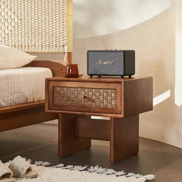 Traditional Vintage Rectangular Solid Wood Nightstand 1-Drawer For Bedroom - Image 10