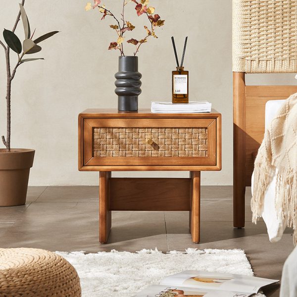 Traditional Vintage Rectangular Solid Wood Nightstand 1-Drawer For Bedroom - Image 11