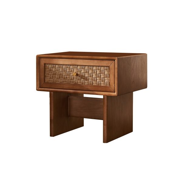Traditional Vintage Rectangular Solid Wood Nightstand 1-Drawer For Bedroom - Image 13