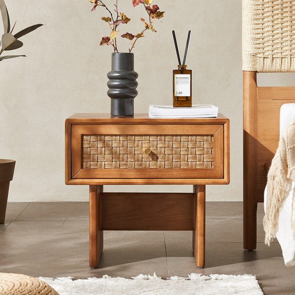 Traditional Vintage Rectangular Solid Wood Nightstand 1-Drawer For Bedroom - Image 2