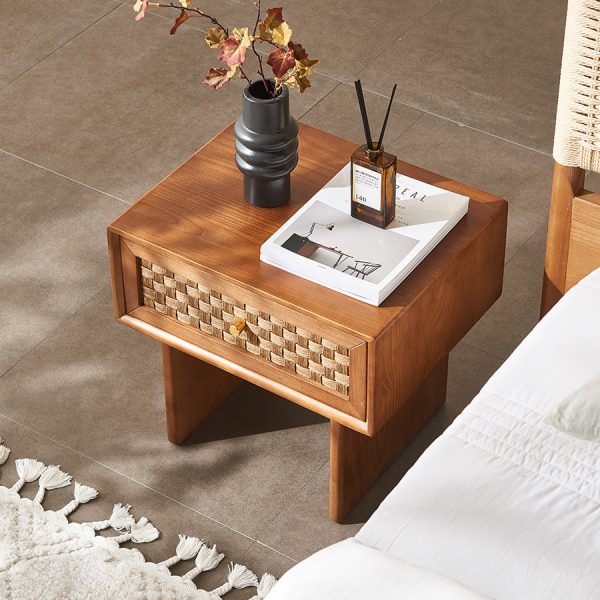 Traditional Vintage Rectangular Solid Wood Nightstand 1-Drawer For Bedroom - Image 3