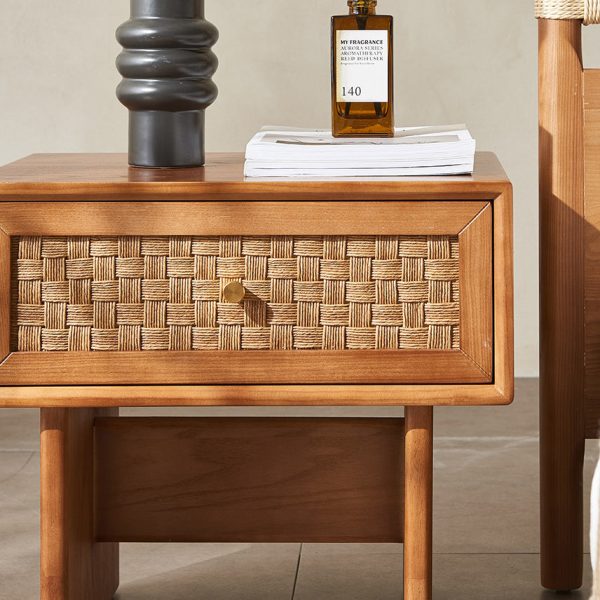 Traditional Vintage Rectangular Solid Wood Nightstand 1-Drawer For Bedroom - Image 6
