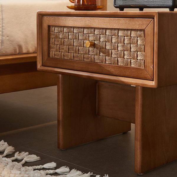 Traditional Vintage Rectangular Solid Wood Nightstand 1-Drawer For Bedroom - Image 7