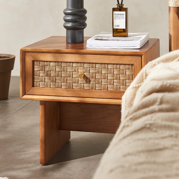 Traditional Vintage Rectangular Solid Wood Nightstand 1-Drawer For Bedroom - Image 9