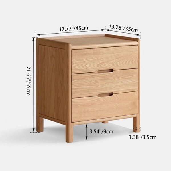 Traditional Vintage Rectangular Solid Wood Nightstand 3-Drawer For Bedroom - Image 4