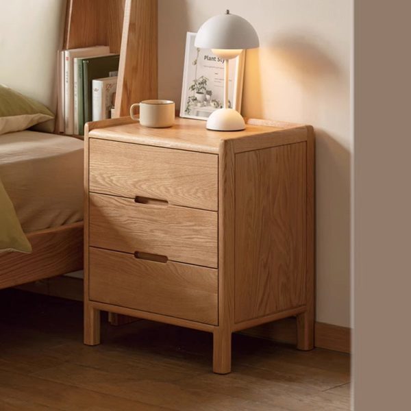 Traditional Vintage Rectangular Solid Wood Nightstand 3-Drawer For Bedroom - Image 10