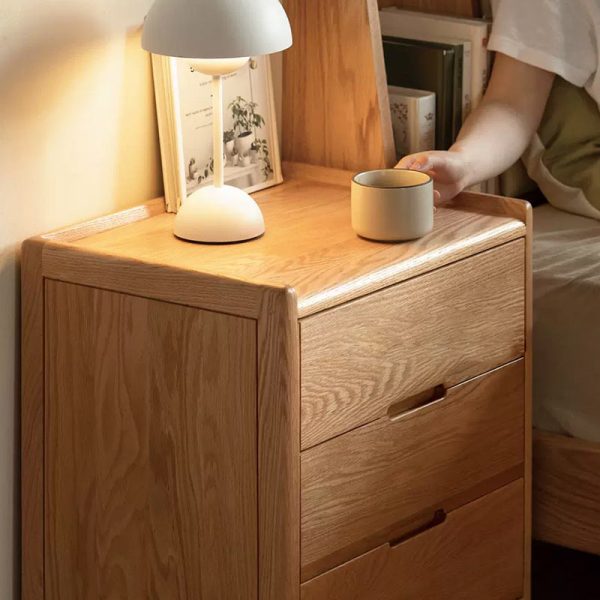 Traditional Vintage Rectangular Solid Wood Nightstand 3-Drawer For Bedroom - Image 7