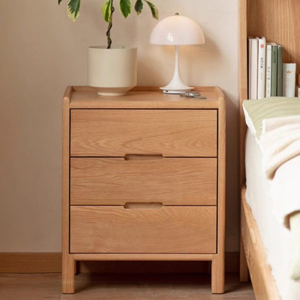 Traditional Vintage Rectangular Solid Wood Nightstand 3-Drawer For Bedroom - Image 2