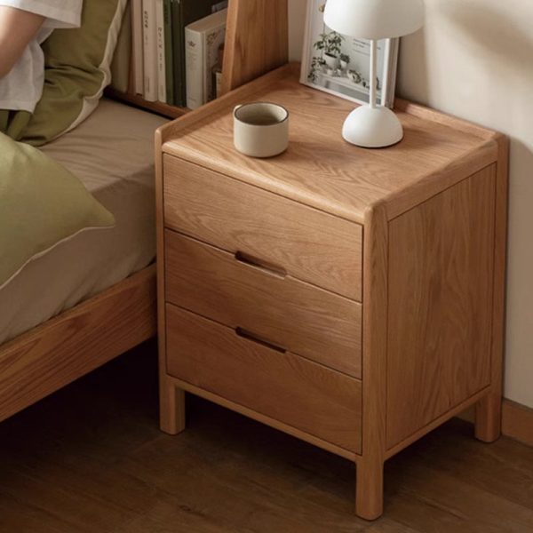 Traditional Vintage Rectangular Solid Wood Nightstand 3-Drawer For Bedroom - Image 3