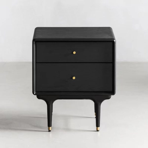 Contemporary Luxury Solid Wood Cube Nightstand 2-Drawer For Bedroom - Image 10