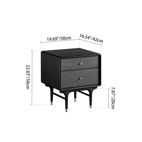 Contemporary Luxury Solid Wood Cube Nightstand 2-Drawer For Bedroom - Image 4
