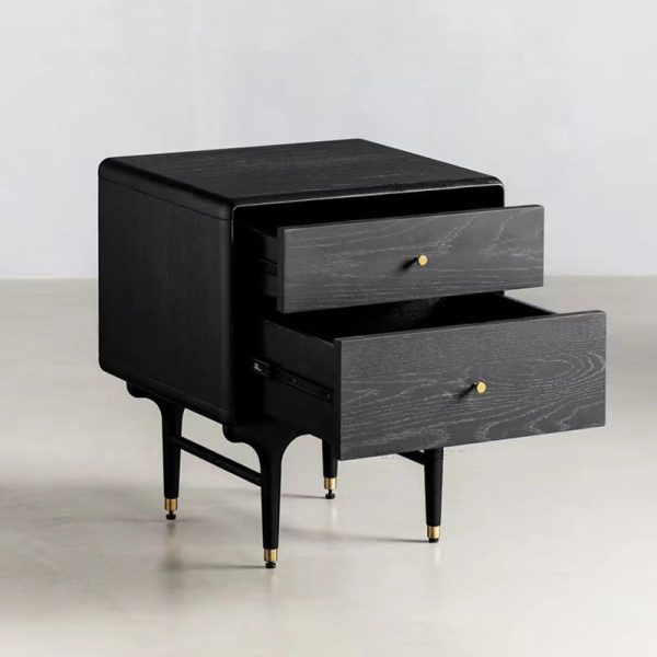 Contemporary Luxury Solid Wood Cube Nightstand 2-Drawer For Bedroom - Image 12