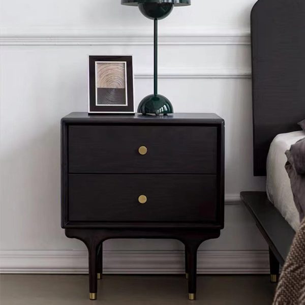 Contemporary Luxury Solid Wood Cube Nightstand 2-Drawer For Bedroom - Image 2