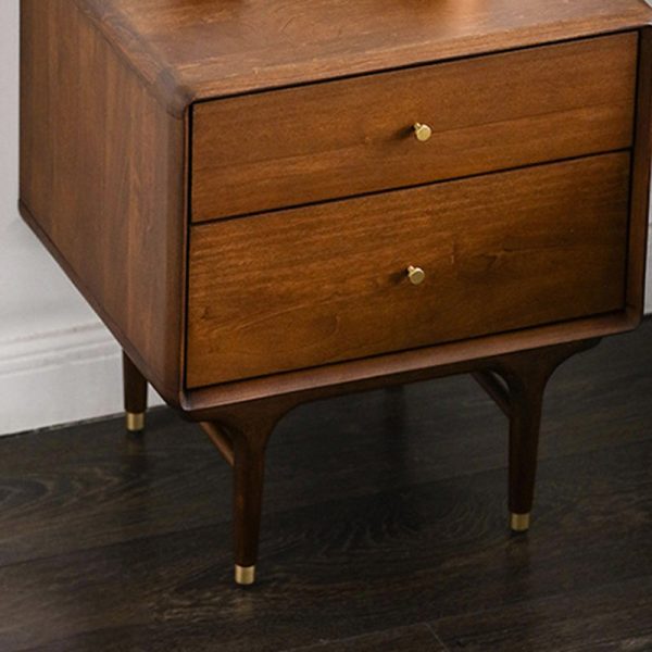 Contemporary Luxury Solid Wood Cube Nightstand 2-Drawer For Bedroom - Image 7