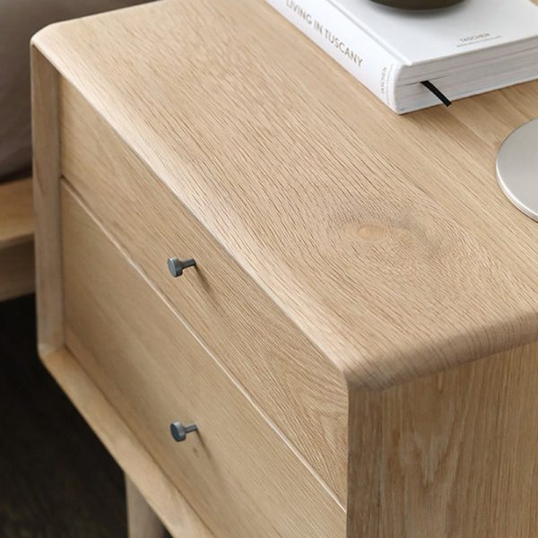 Contemporary Luxury Solid Wood Cube Nightstand 2-Drawer For Bedroom - Image 5