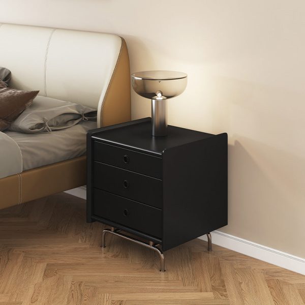 Modern Simplicity Cube Solid Wood Nightstand 3-Drawer For Bedroom - Image 2