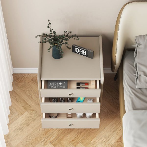 Modern Simplicity Cube Solid Wood Nightstand 3-Drawer For Bedroom - Image 8