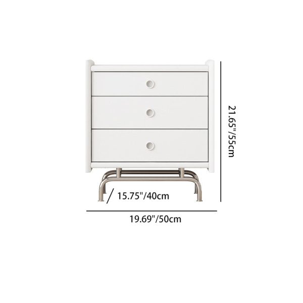 Modern Simplicity Cube Solid Wood Nightstand 3-Drawer For Bedroom - Image 4