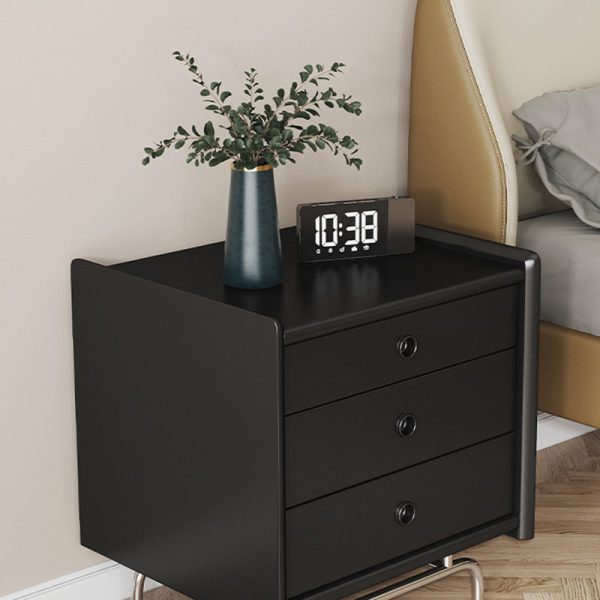 Modern Simplicity Cube Solid Wood Nightstand 3-Drawer For Bedroom - Image 5