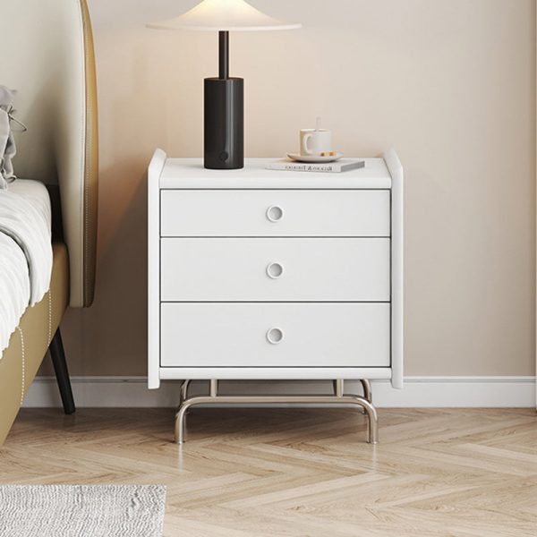 Modern Simplicity Cube Solid Wood Nightstand 3-Drawer For Bedroom - Image 3
